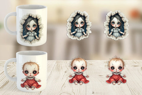 Mug Wrap Haunted Doll Spirits Sublimation artnoy 