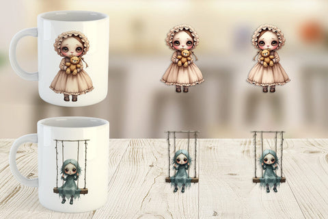 Mug Wrap Haunted Doll Spirits Sublimation artnoy 