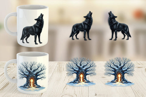 Mug Wrap Haunted Forest Gothic Christmas Sublimation artnoy 