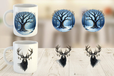 Mug Wrap Haunted Forest Gothic Christmas Sublimation artnoy 