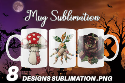 Mug Wrap Haunted Harvest Botanical Patchwork Sublimation artnoy 