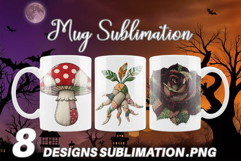 Mug Wrap Haunted Harvest Botanical Patchwork Sublimation artnoy 