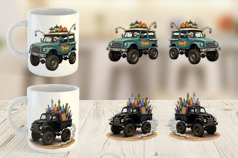 Mug Wrap Haunted Monster Truck Sublimation artnoy 