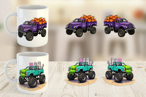 Mug Wrap Haunted Monster Truck Sublimation artnoy 