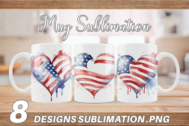 Mug Wrap Heart 4th of July Sublimation artnoy 