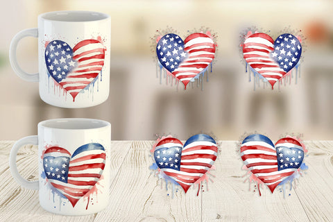 Mug Wrap Heart 4th of July Sublimation artnoy 