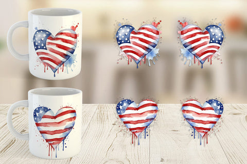 Mug Wrap Heart 4th of July Sublimation artnoy 