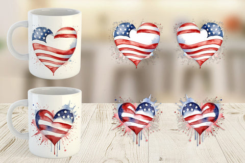 Mug Wrap Heart 4th of July Sublimation artnoy 