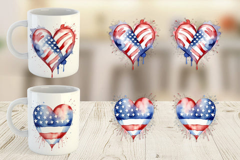 Mug Wrap Heart 4th of July Sublimation artnoy 