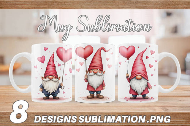 Mug Wrap Heart Balloon Gnome Sublimation artnoy 