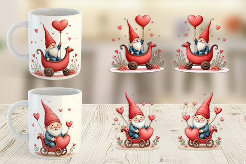 Mug Wrap Heart Carriage Gnome Sublimation artnoy 