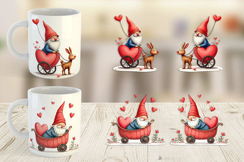 Mug Wrap Heart Carriage Gnome Sublimation artnoy 