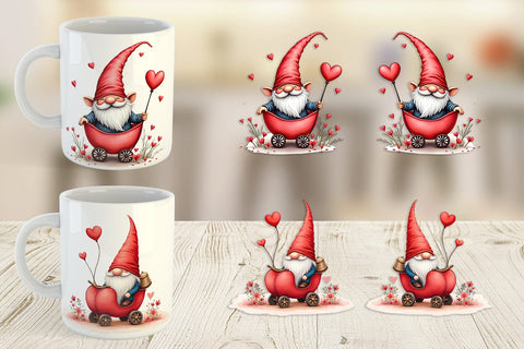 Mug Wrap Heart Carriage Gnome Sublimation artnoy 