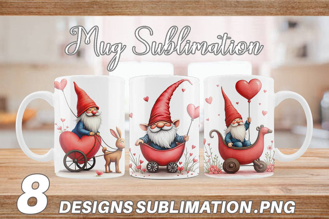 Mug Wrap Heart Carriage Gnome Sublimation artnoy 