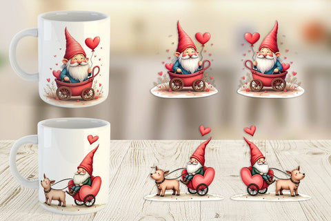 Mug Wrap Heart Carriage Gnome Sublimation artnoy 