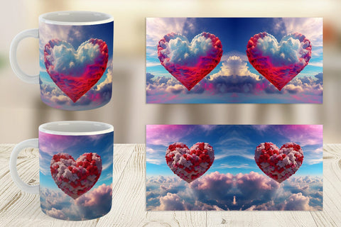 Mug Wrap Heart Clouds Sublimation artnoy 
