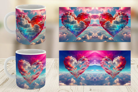 Mug Wrap Heart Clouds Sublimation artnoy 