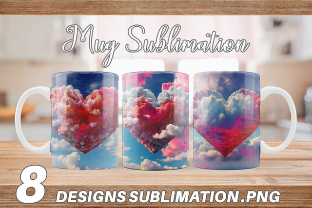 Mug Wrap Heart Clouds Sublimation artnoy 