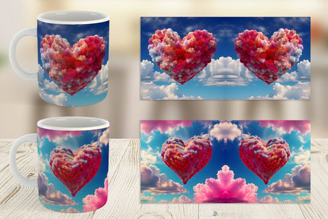 Mug Wrap Heart Clouds Sublimation artnoy 