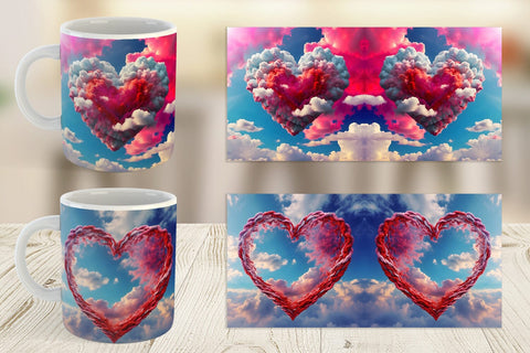 Mug Wrap Heart Clouds Sublimation artnoy 