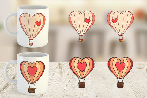 Mug Wrap Heart Hot Air Balloon Sublimation artnoy 