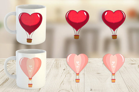 Mug Wrap Heart Hot Air Balloon Sublimation artnoy 