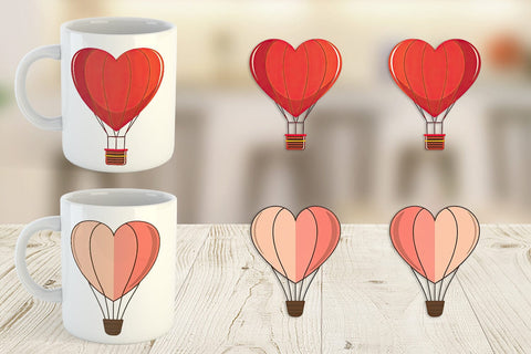 Mug Wrap Heart Hot Air Balloon Sublimation artnoy 