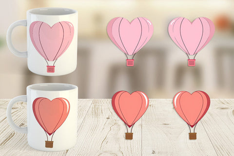 Mug Wrap Heart Hot Air Balloon Sublimation artnoy 