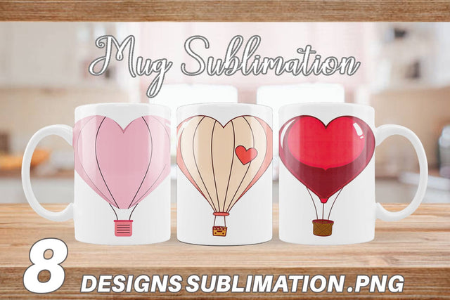 Mug Wrap Heart Hot Air Balloon Sublimation artnoy 