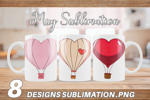 Mug Wrap Heart Hot Air Balloon Sublimation artnoy 