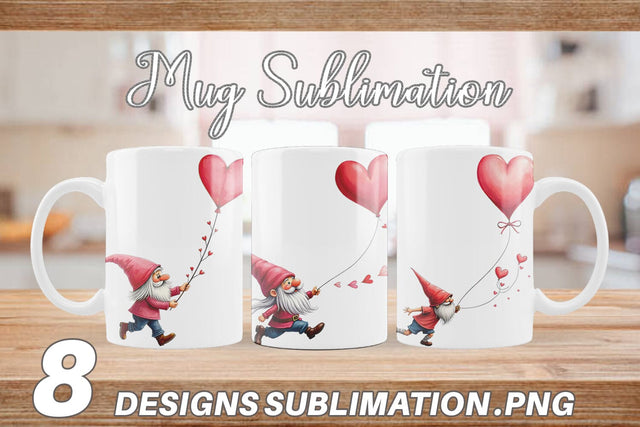 Mug Wrap Heart Kite Gnome Sublimation artnoy 