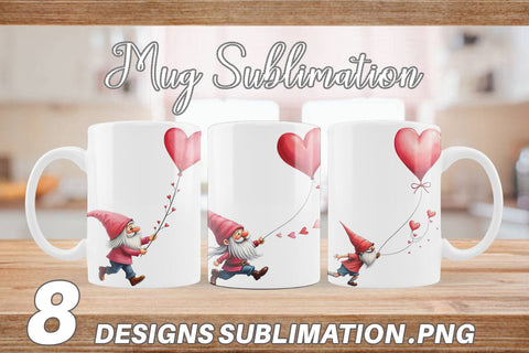 Mug Wrap Heart Kite Gnome Sublimation artnoy 