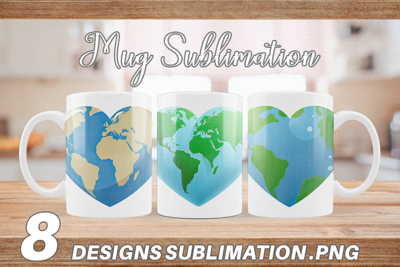 Mug Wrap Heart-Shaped Earth Sublimation artnoy 
