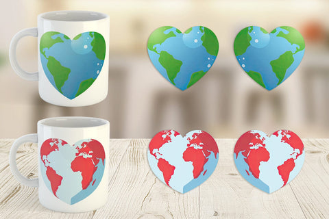 Mug Wrap Heart-Shaped Earth Sublimation artnoy 