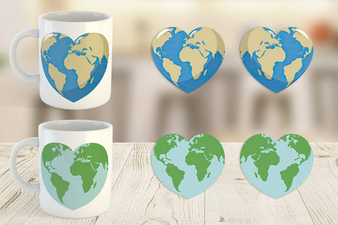 Mug Wrap Heart-Shaped Earth Sublimation artnoy 