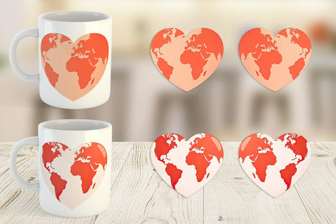 Mug Wrap Heart-Shaped Earth Sublimation artnoy 