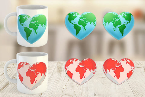 Mug Wrap Heart-Shaped Earth Sublimation artnoy 