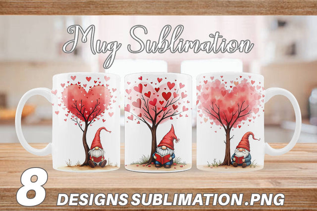 Mug Wrap Heart Tree Gnome Sublimation artnoy 