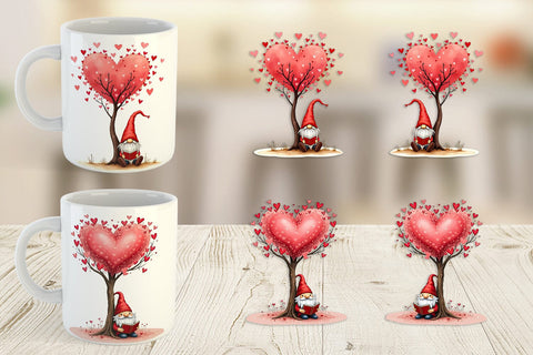 Mug Wrap Heart Tree Gnome Sublimation artnoy 