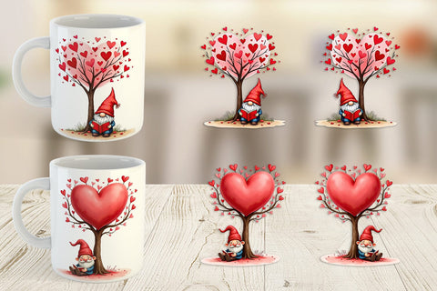 Mug Wrap Heart Tree Gnome Sublimation artnoy 