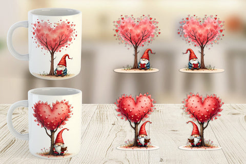 Mug Wrap Heart Tree Gnome Sublimation artnoy 