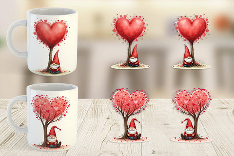 Mug Wrap Heart Tree Gnome Sublimation artnoy 