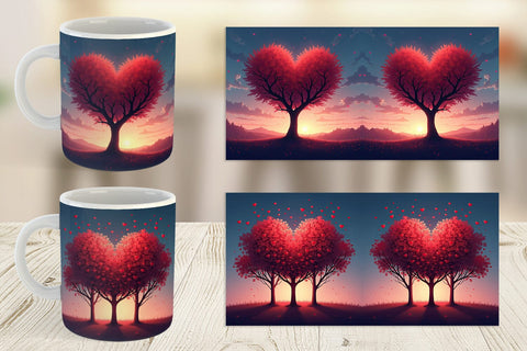 Mug Wrap Heart Trees Sublimation artnoy 