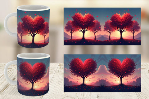 Mug Wrap Heart Trees Sublimation artnoy 