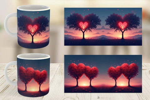 Mug Wrap Heart Trees Sublimation artnoy 