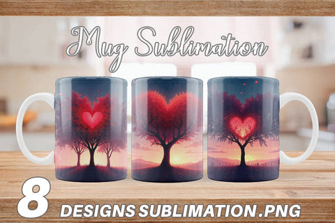Mug Wrap Heart Trees Sublimation artnoy 