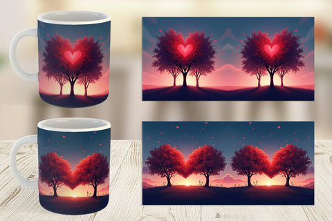 Mug Wrap Heart Trees Sublimation artnoy 