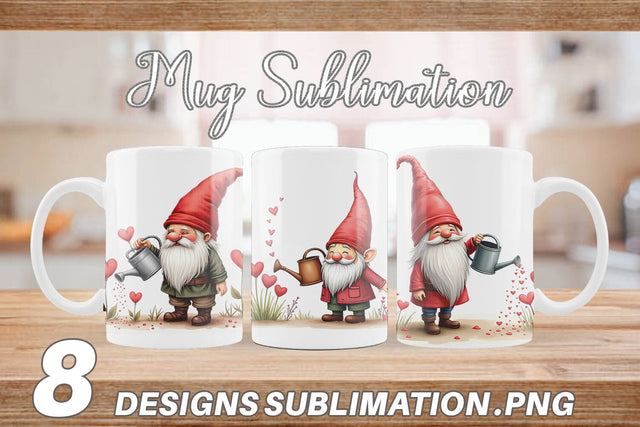Mug Wrap Heart Watering Gnome Sublimation artnoy 