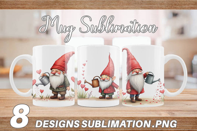 Mug Wrap Heart Watering Gnome Sublimation artnoy 