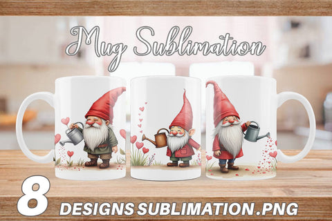 Mug Wrap Heart Watering Gnome Sublimation artnoy 